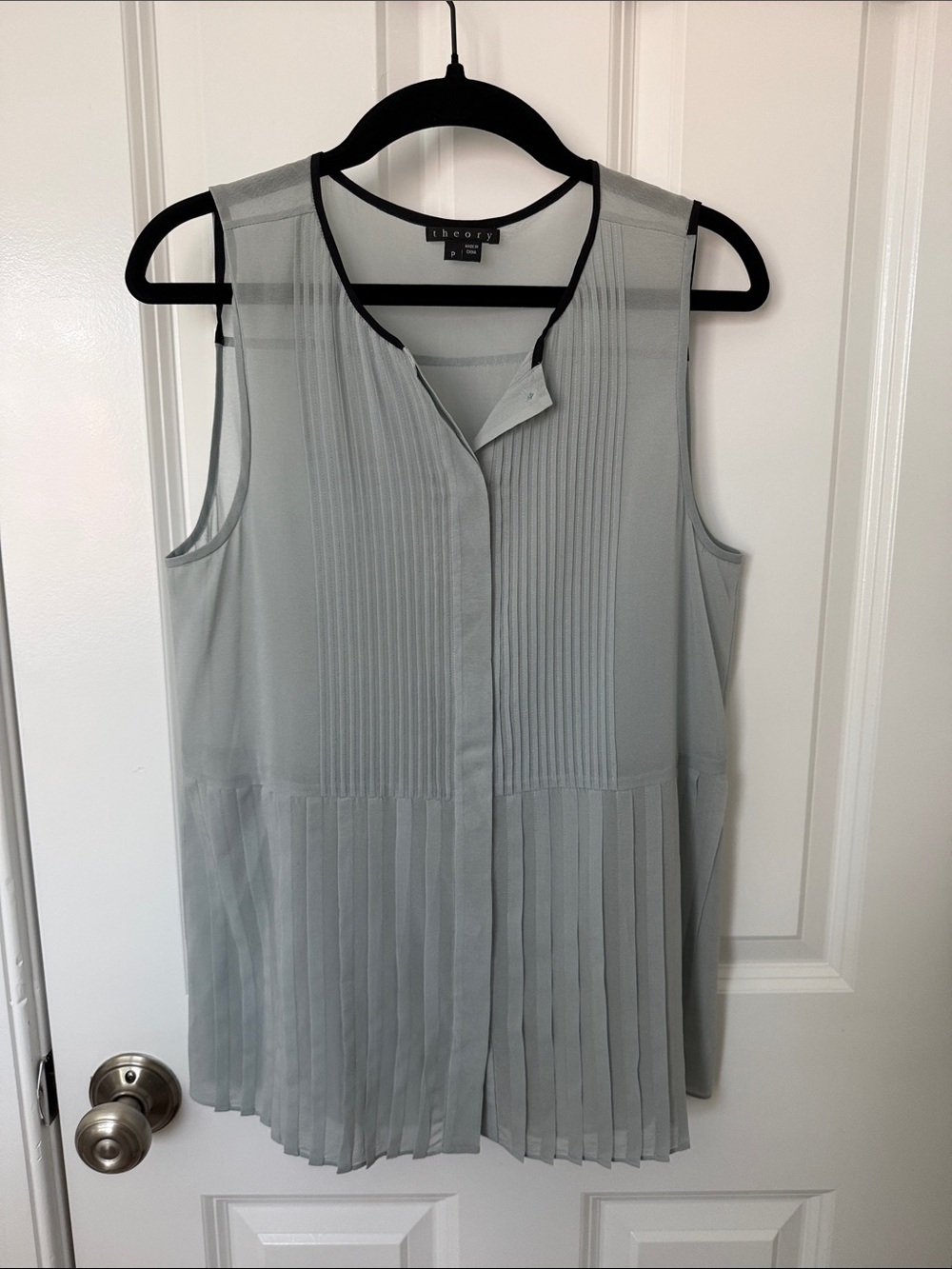 Theory blue silk top
